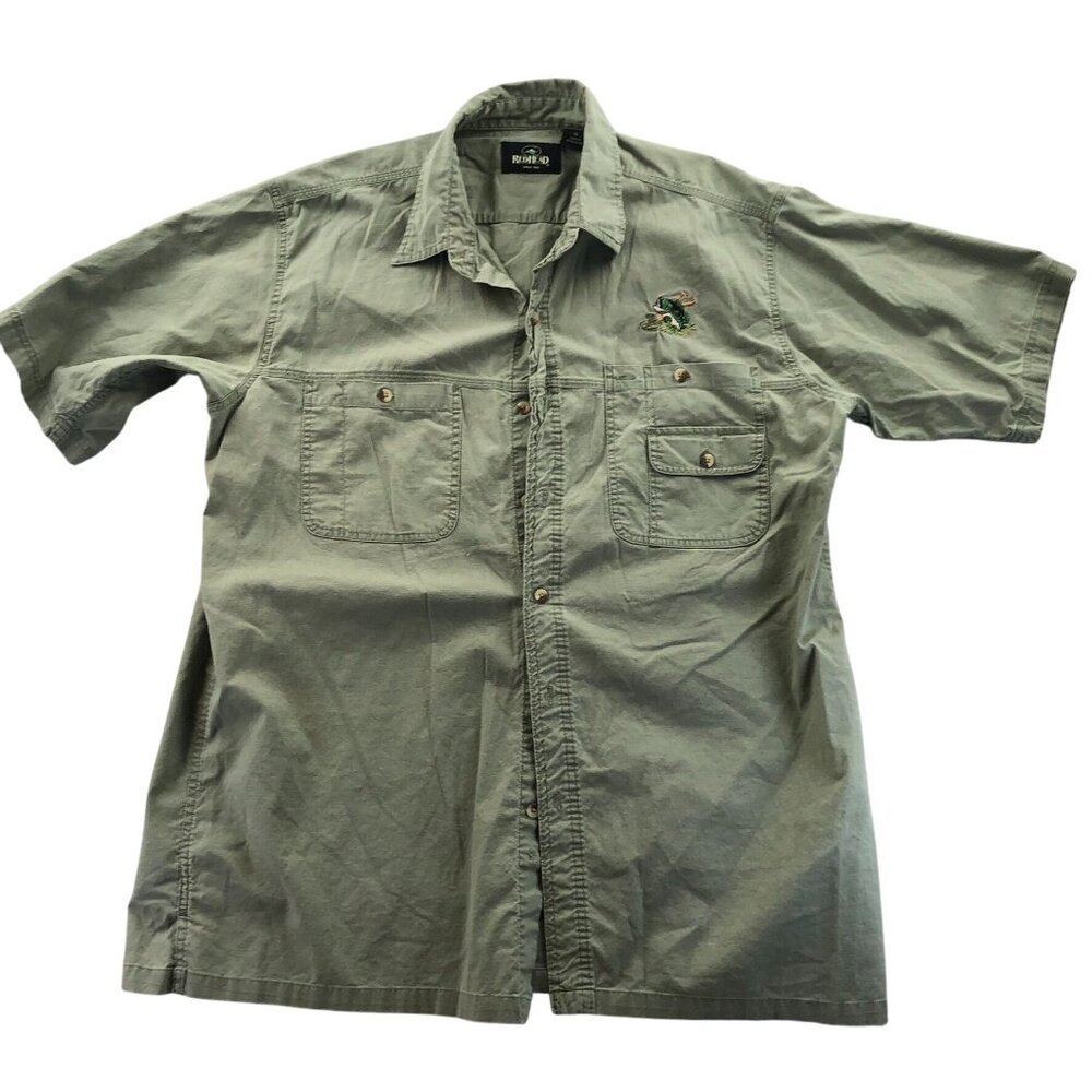 RedHead Mens Shirt Size XL Short Sleeve Utility Outdoors Casual Green Classic